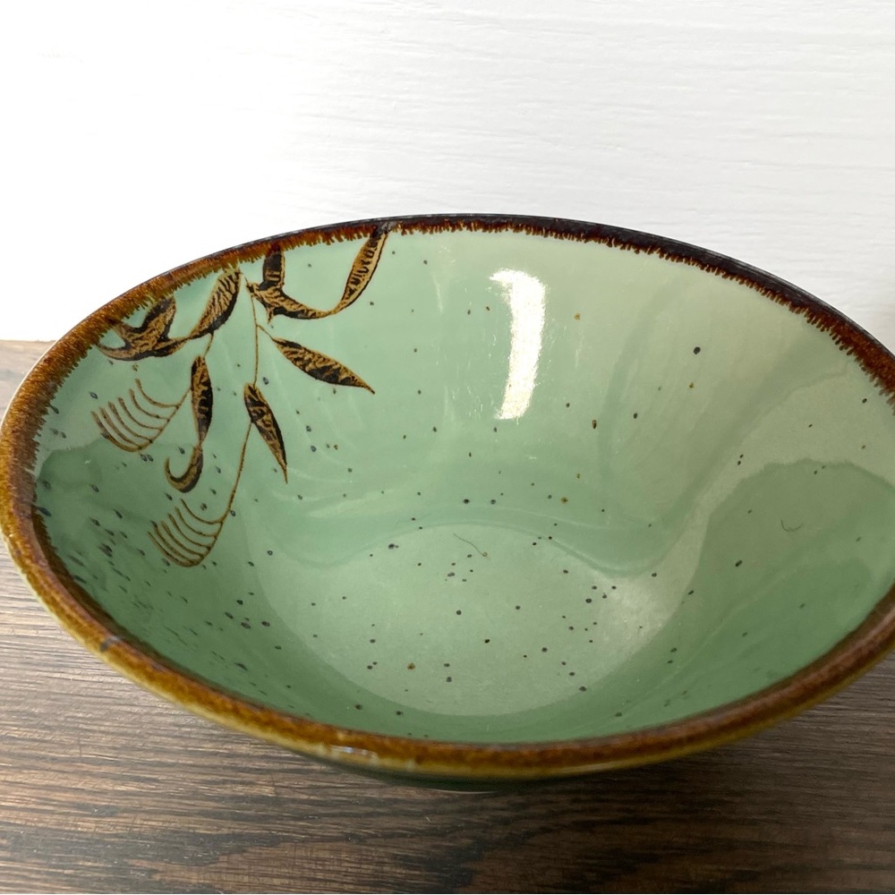Green Stoneware Speckle Rings ware Bowl